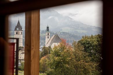 Ausblick im Hotel Kitzhof vom Doppelzimmer auf das Kitzbüheler Horn