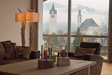 Kitzhof Suite mit Blick auf das Kitzbüheler Zentrum